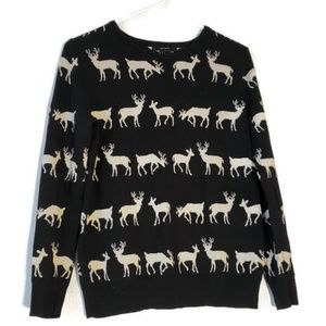 Forever 21 black and gold sparkle deer sweater